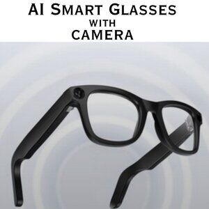 New AI Smart Glasses 8MP Camera Bluetooth Voice Asistant Black & Clear Lenses
